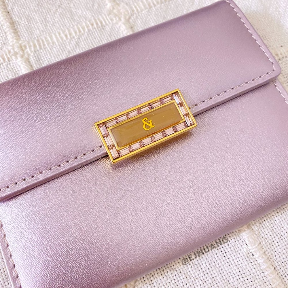 Pinky & Dianne Japanese Designer Metallic Purple Lavender Small Leather Wallet